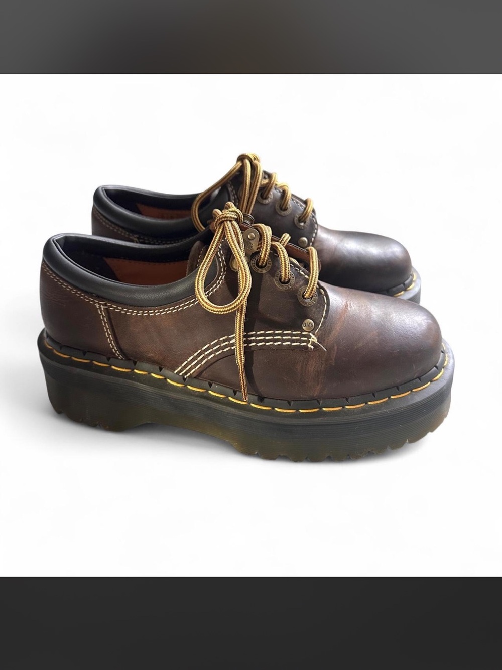 Dr. Martens 8053 4i Quad Arc Crazy Horse Brown Leather Platform Oxfords W 7 M 6